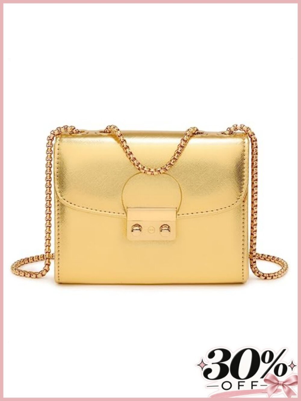 Small Faux Leather Crossbody Evening Clutch Purse with Chain Strap